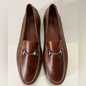 Peter Millar Kiely Driving Moccasin Chestnut Leather Slip-Ons 9.5, Retail $250